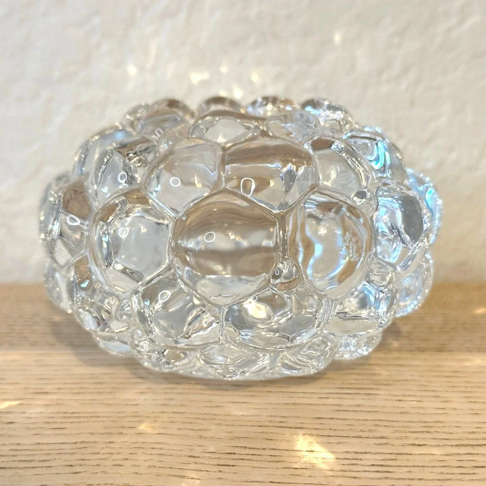 Orrefors Raspberry Art Glass Votive Candle Holder Tealight Bubble Texture Modern